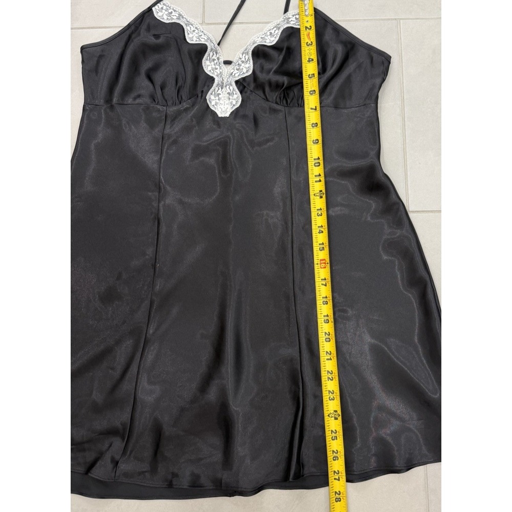 Apt. 9 Slip Dress Women's XL Black Satin White Lace Trim Romantic Coquette - Picture 4 of 5